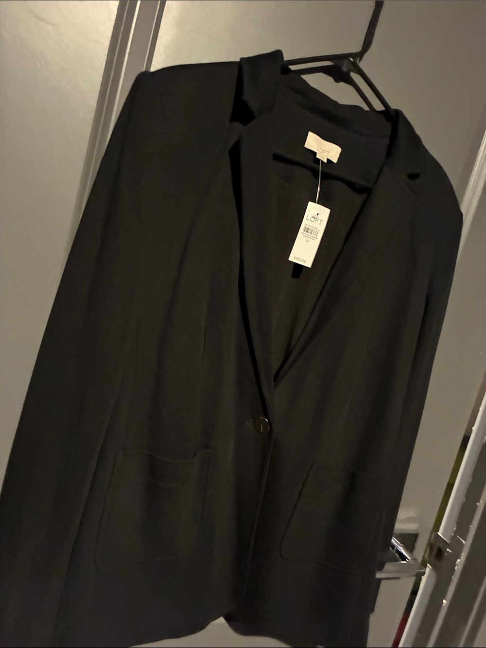 LOFT Black Single-Button Blazer with Patch Pockets